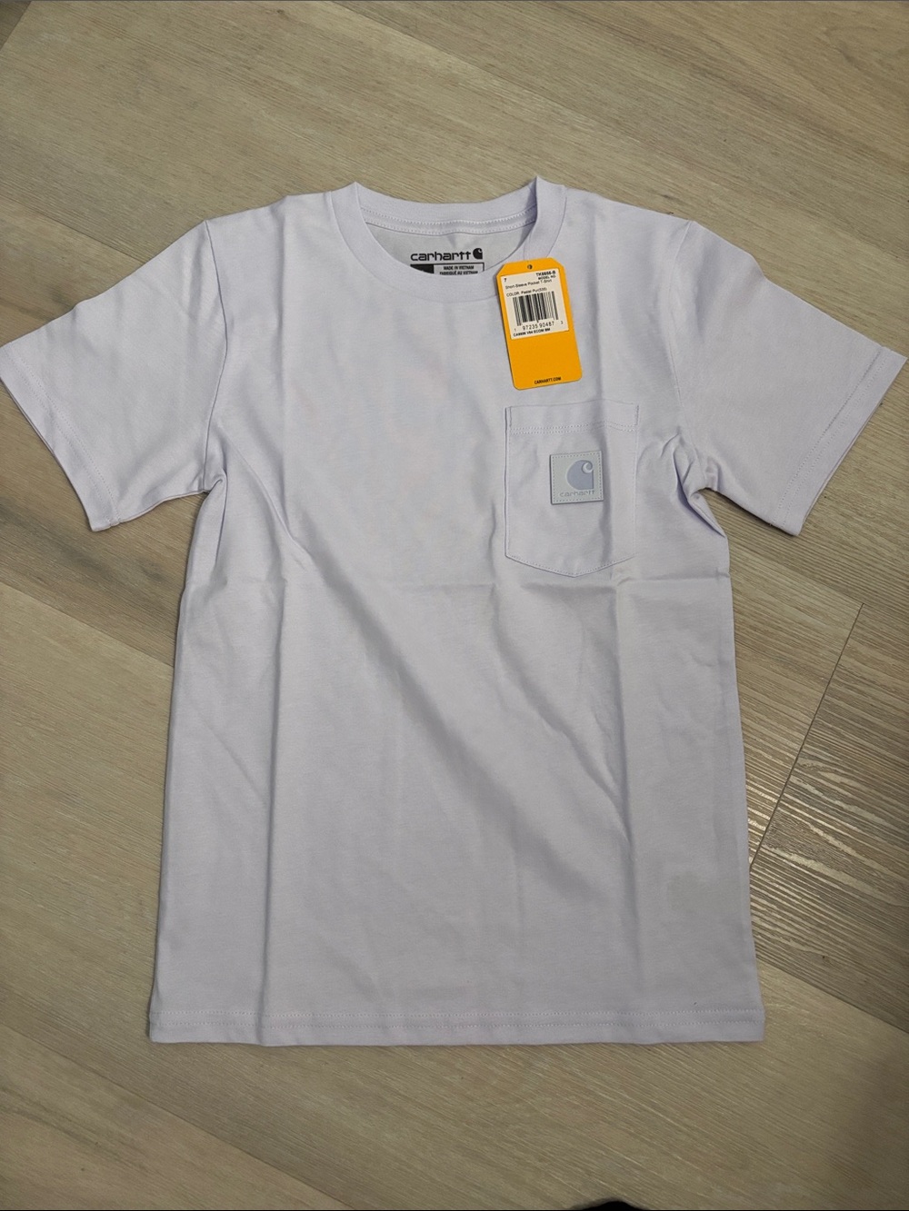 Carhartt Girls Light Purple Crewneck Pocket Tee. Size 7